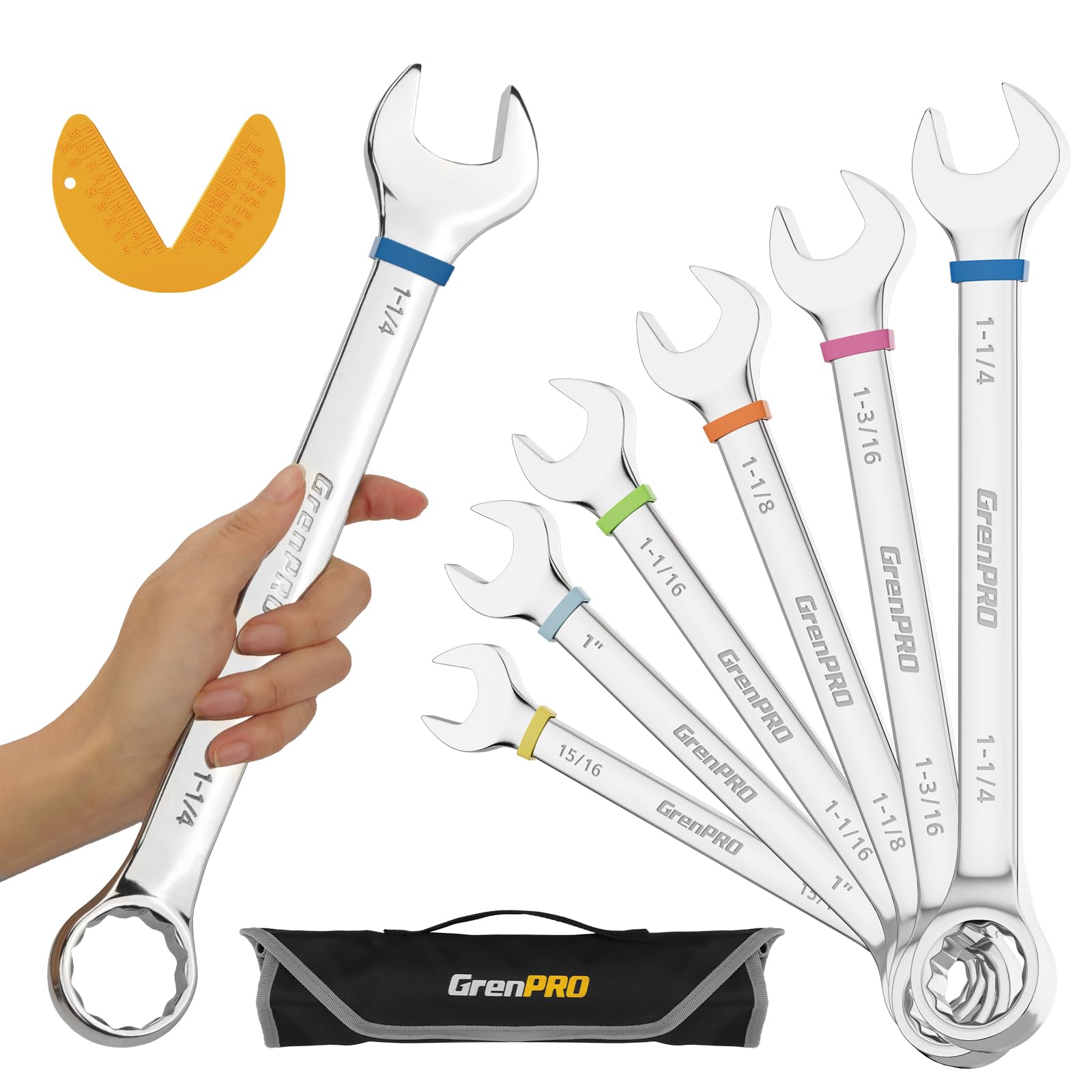 GRENPRO 7PC SAE Large Wrench Set - Big Wrenches -13