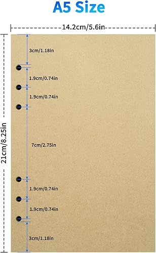 Miniatura 2 de Papel recargable vintage A5 en blanco, papel de repuesto retro A5 para carpetas de 6 anillas, planificador, diario de viaje, cuaderno de lácteos,