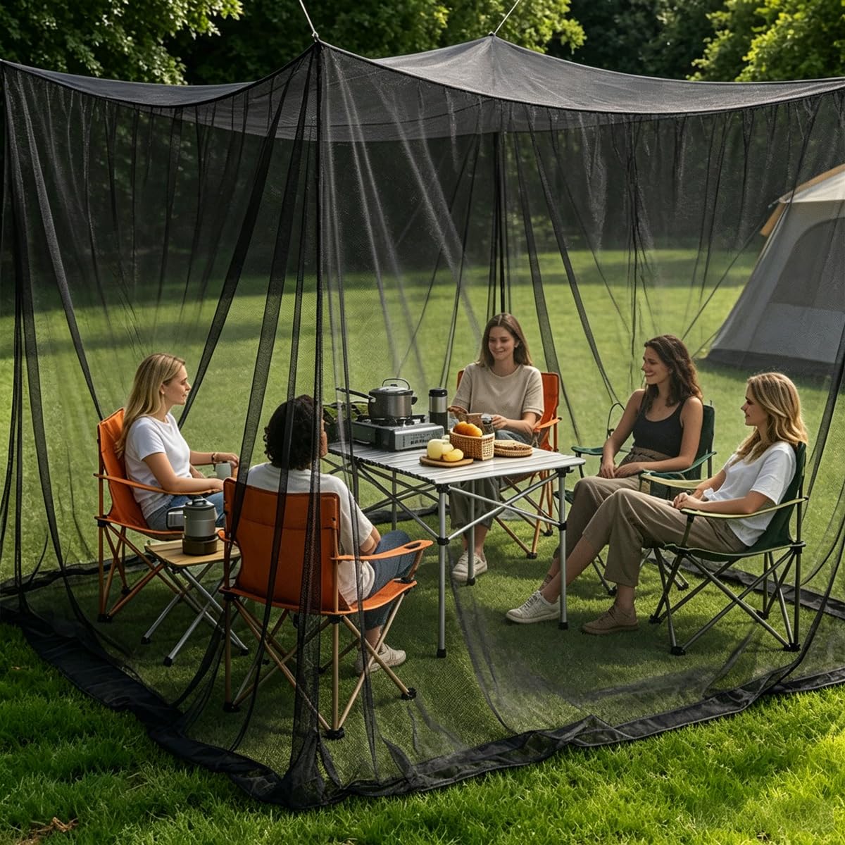 Zanzariera XXL, Zanzariera Matrimoniale, Letto Tenda Zanzarier, Maglia 220, Zanzarier 300 x 300 x 250 cm, per terrazza, Uso Esterno, Tenda (Nero)