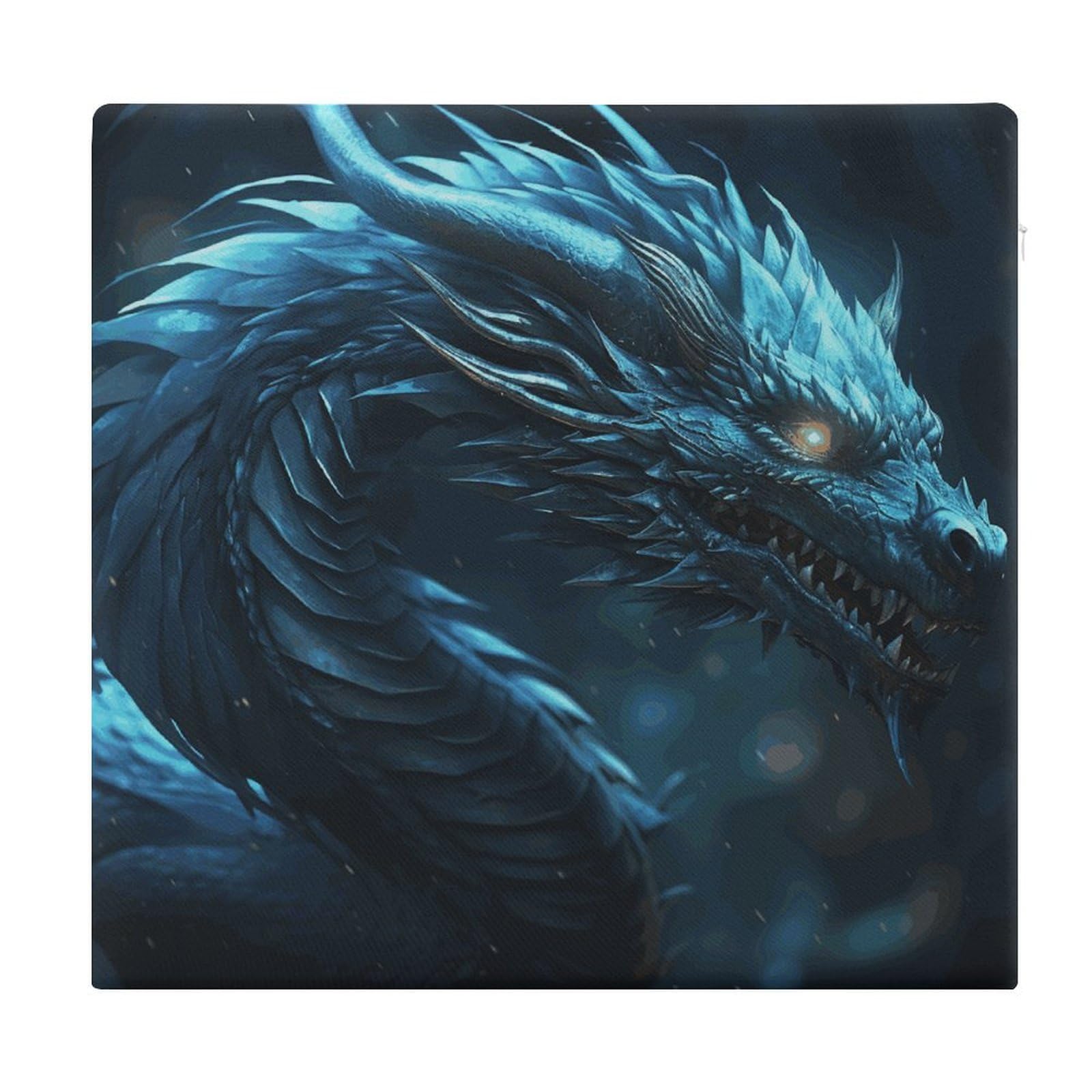 JTREHY Cyan Dragon Chair Cushions Non-Slip Bar Stool Cushions Ultra Soft Warm Memory Foam Meditation Cushion Removable Large Square Seat Cushions for Dining Chair 15x14In