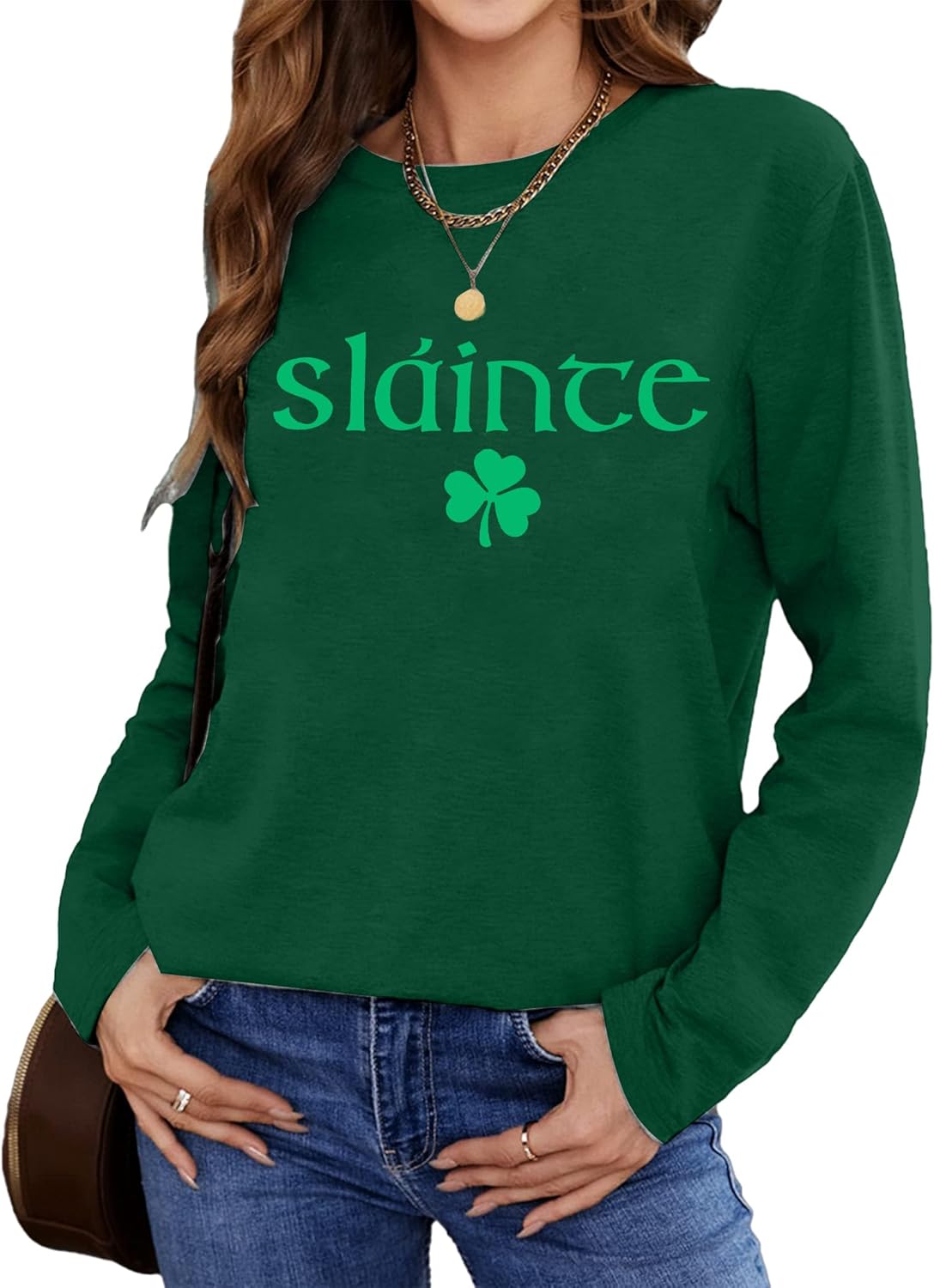 MOUSYA St Patricks Day Sweatshirt Women Slainte Shirts St Pattys Shirt Shamrock clover Printed Long Sleeve Tops - Image 4