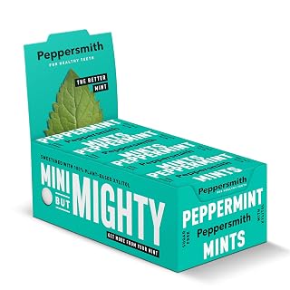 Peppersmith - British Peppermint Mints - 100% Plant Based Xylitol - Breath Freshener - Sugar Free Mints - Benefits Oral Health - Pocket Packs - 12x15g
