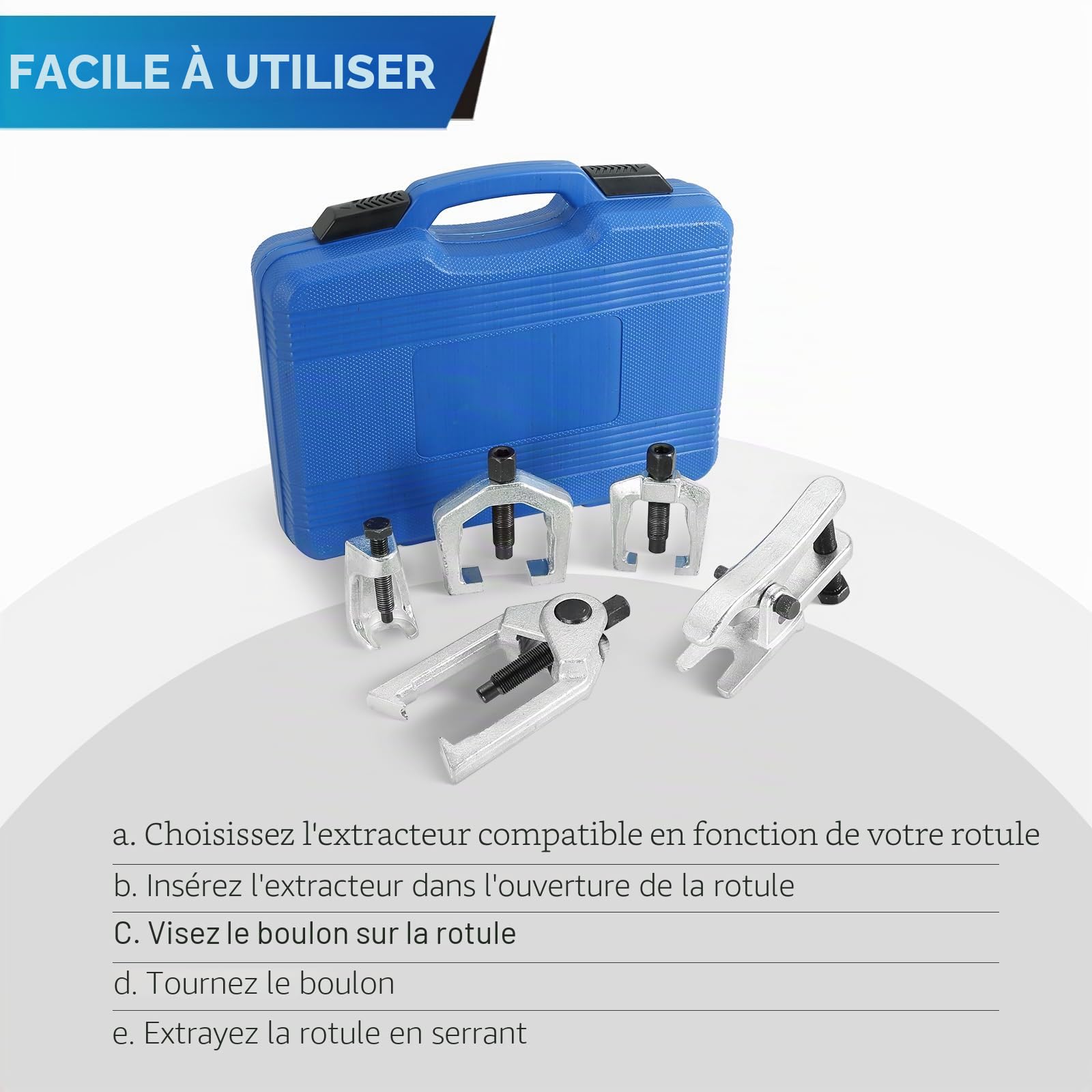 ATPEAM Jeu de 5 Extracteurs de Rotule, Arrache Rotule de Suspension Universel, Extracteur Rotule pour Bras de Suspension et Direction