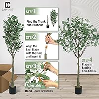 Vista 8 de Fencer Wire Árbol de eucalipto artificial de 6 pies, 72 pulgadas, plantas artificiales naturales grandes para interiores y exteriores, decoración