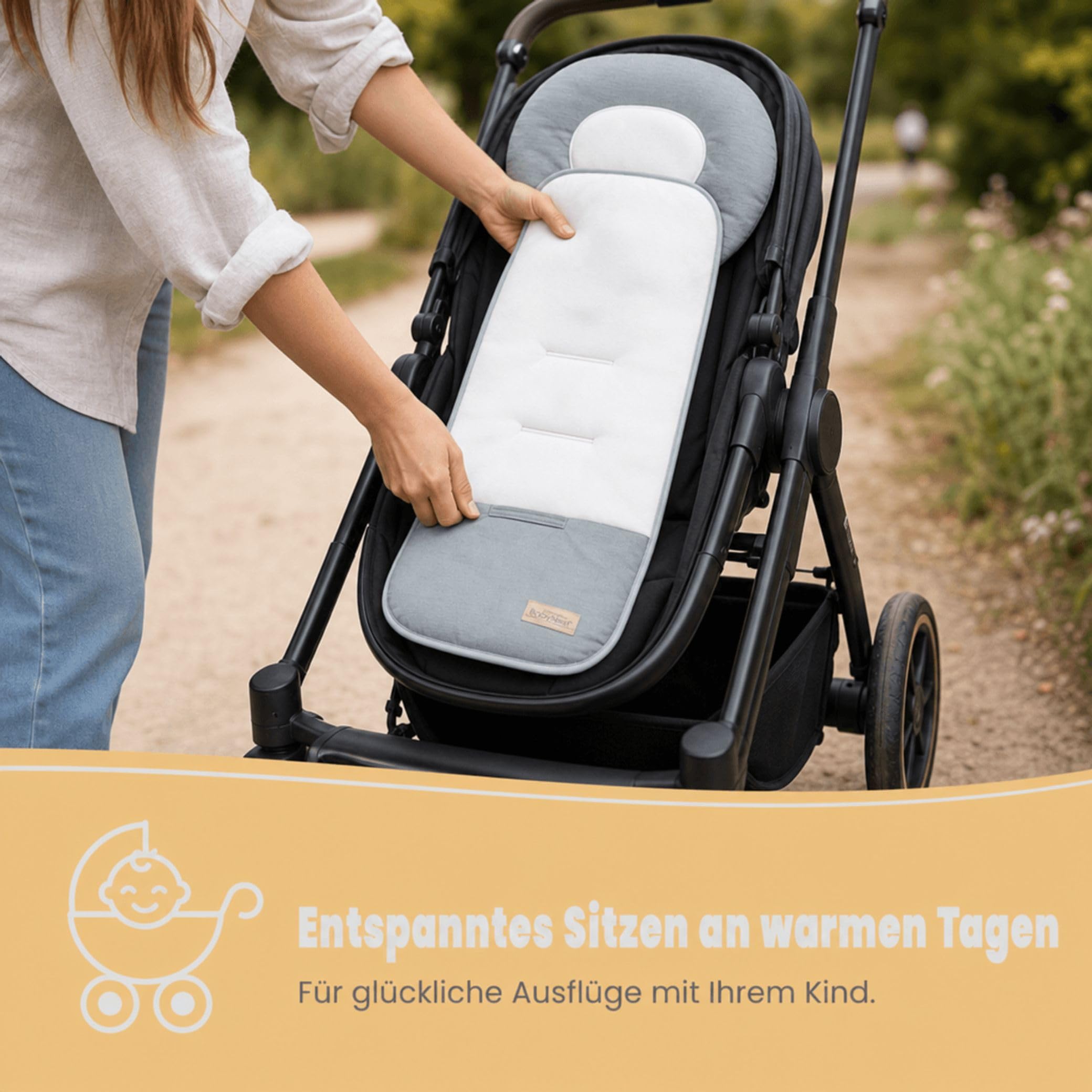 Odenwälder BabyNest Babycool-Auflage Kinderwagen Sitzauflage waschbar atmungsaktiv Sommer Winter