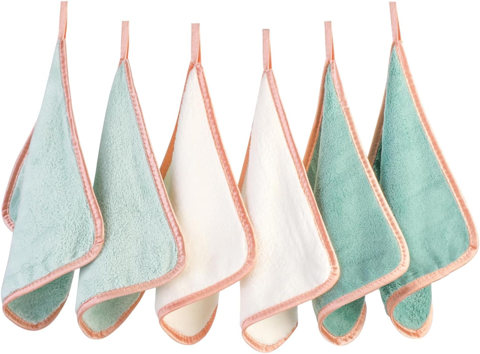 PHOGARY Microfibre Face Cloth 6 Pack, Reusable Makeup Remover Cloth for Face, Microfibre Cleansing Cloths Face Wipes, Make Up Remover Face Towels - Washable & Gentle on Skin (8 x 8in, Green)