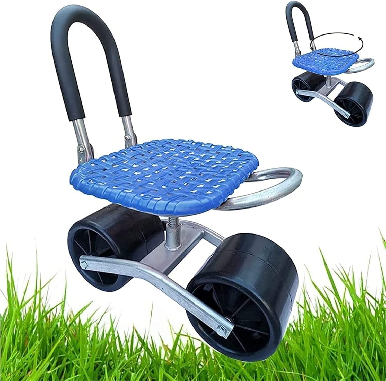 Garden Rolling Work Seat, Heavy Duty Garden Stool, Garden Cart Rolling Scooter with Seat, Cart Stool Gardening and Outdoor Lawn Care, Garden Cart Sliding ( Color : Blue Foldable , Size : Red Foldable