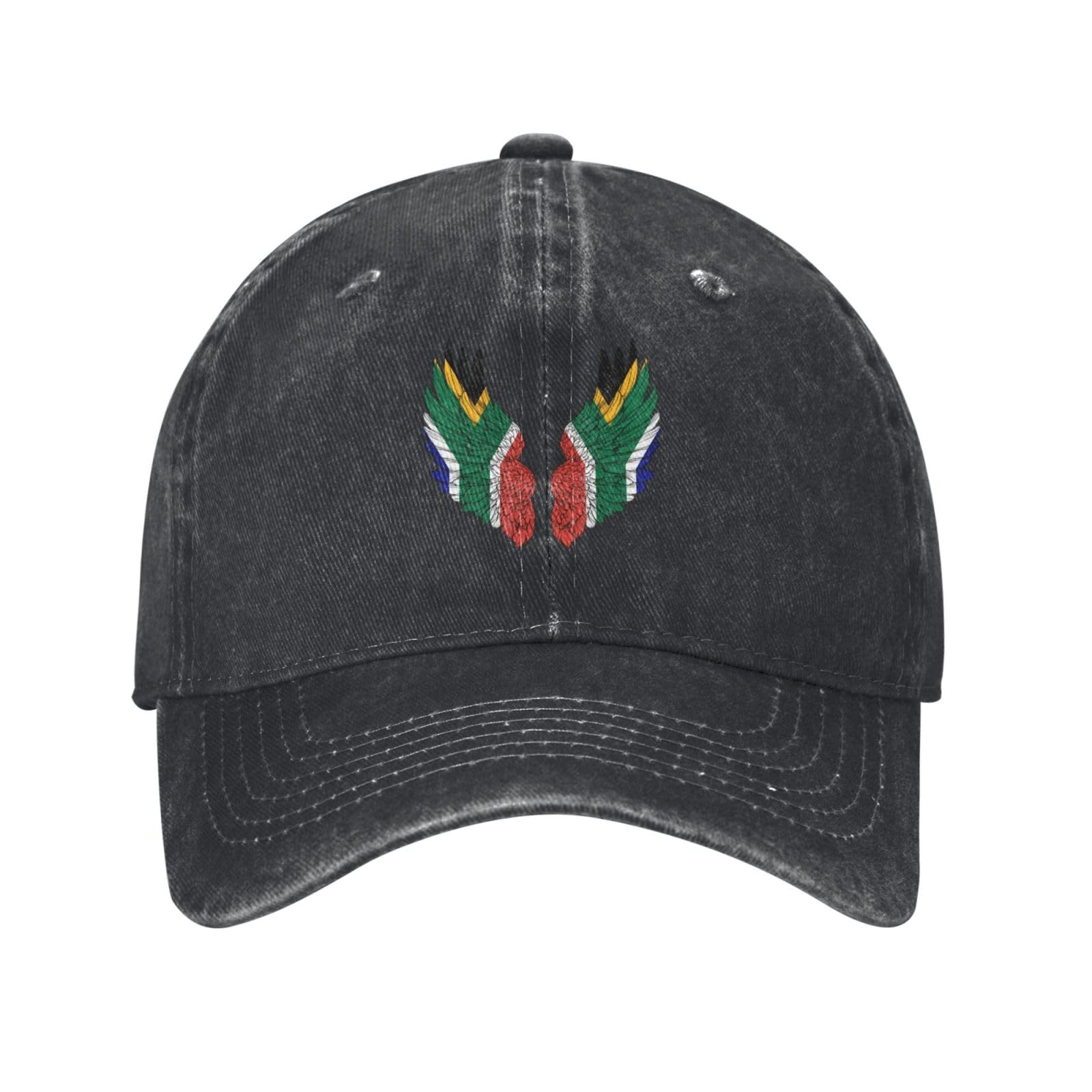 Amazingtr Unisex Black Wing South African South Africa Flag Washed Baseball Cap Vintage Dad Hat Outdoor Adjustable Denim Fishing Hats