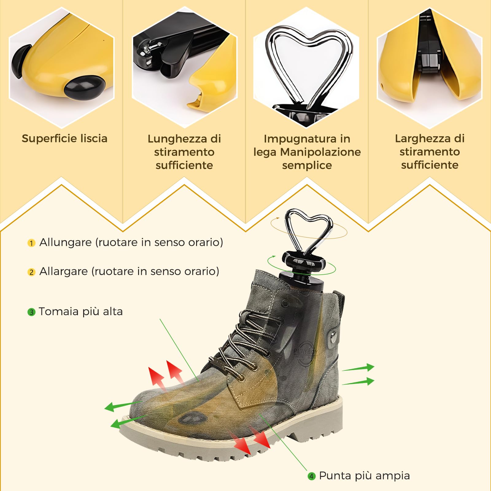 2 Pezzi Allarga Scarpe Uomo Donna - Forme per Scarpe a 4 Direzioni Tendiscarpe Regolabili in Larghezza e Lunghezza Ideali per Scarpe Troppo Strette Adatti a Tutte le Misure