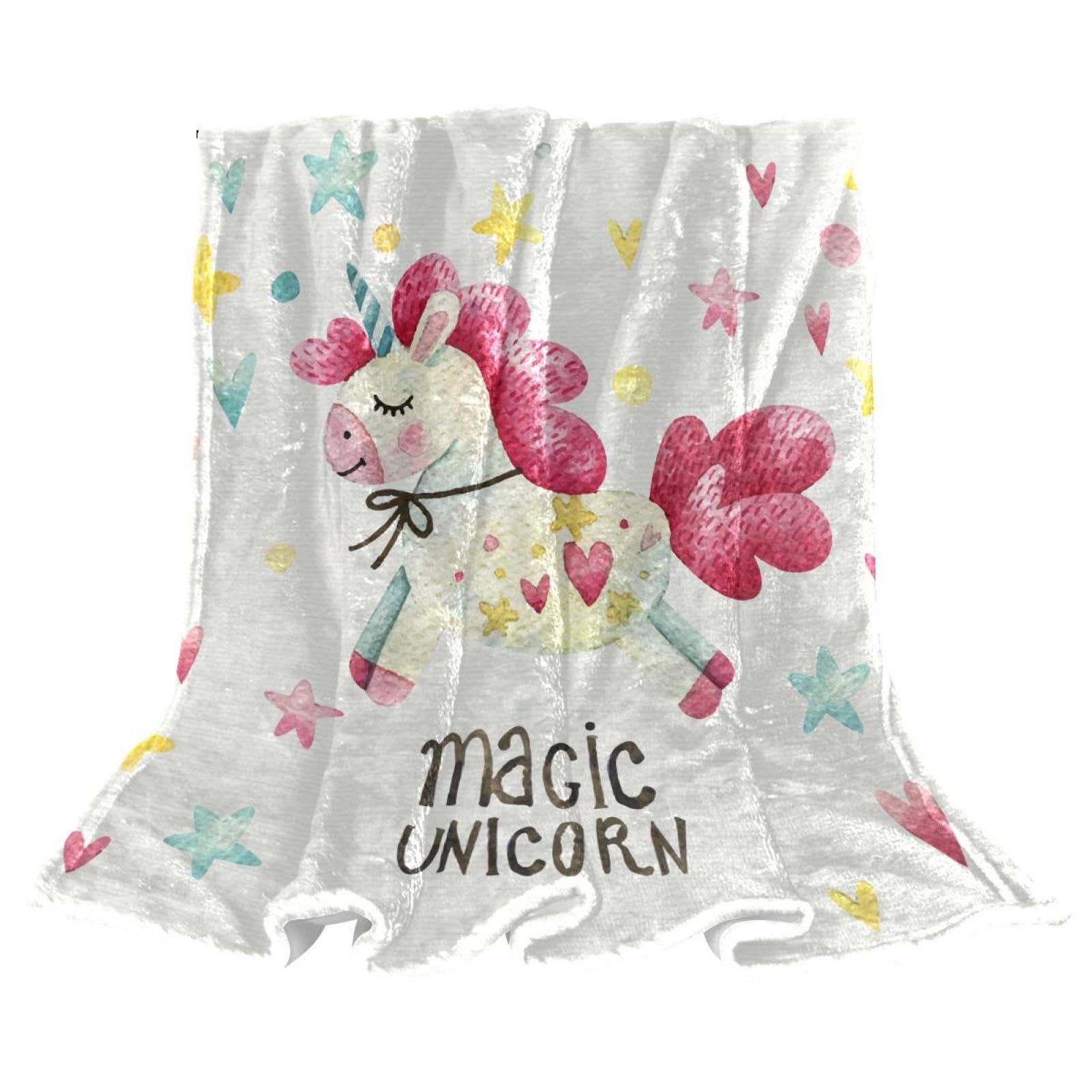 Couverture polaire licorne 150x200 jeté de canapé microfibre chaude lit enfant