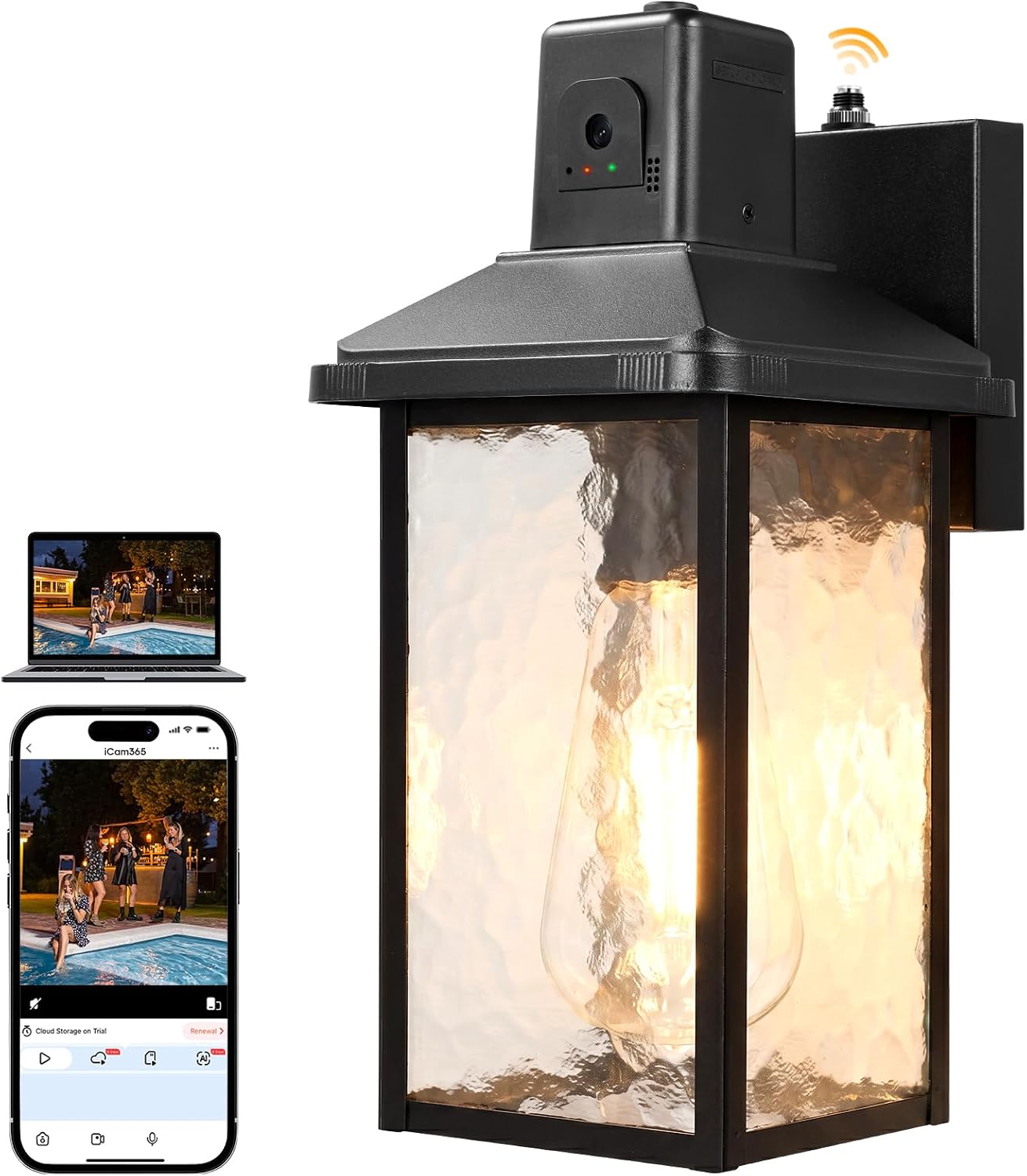 Porch Light with Camera, AI Detection, Dusk to Dawn Outdoor Light