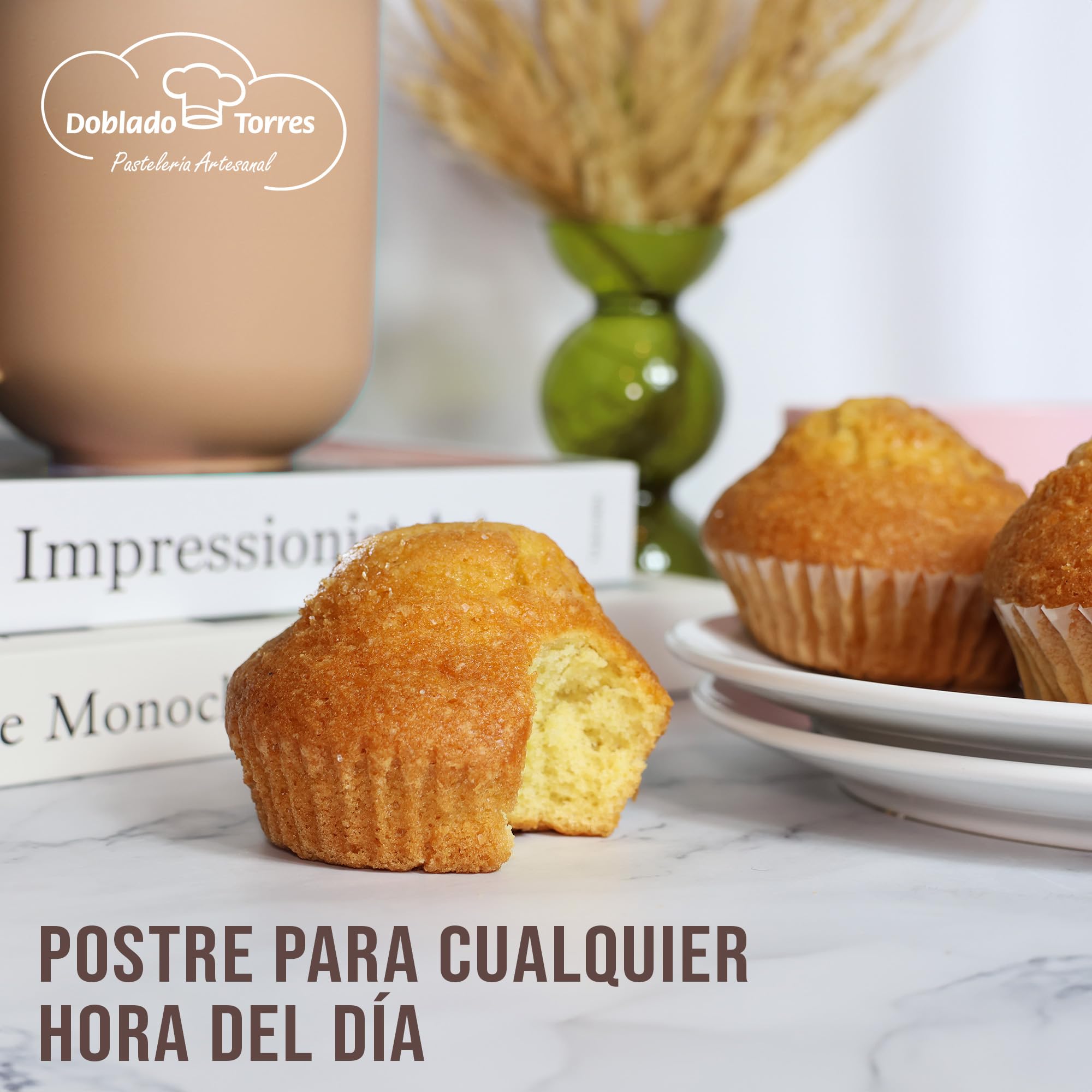 Magdalenas Aceite de Oliva- Magdalenas Caseras Dulces para Cada Dia - Disfruta de Nuestras Jugosas Magdalenas en tu Momento de Bolleria Diaria. Envasadas Individualmente 24 unidades