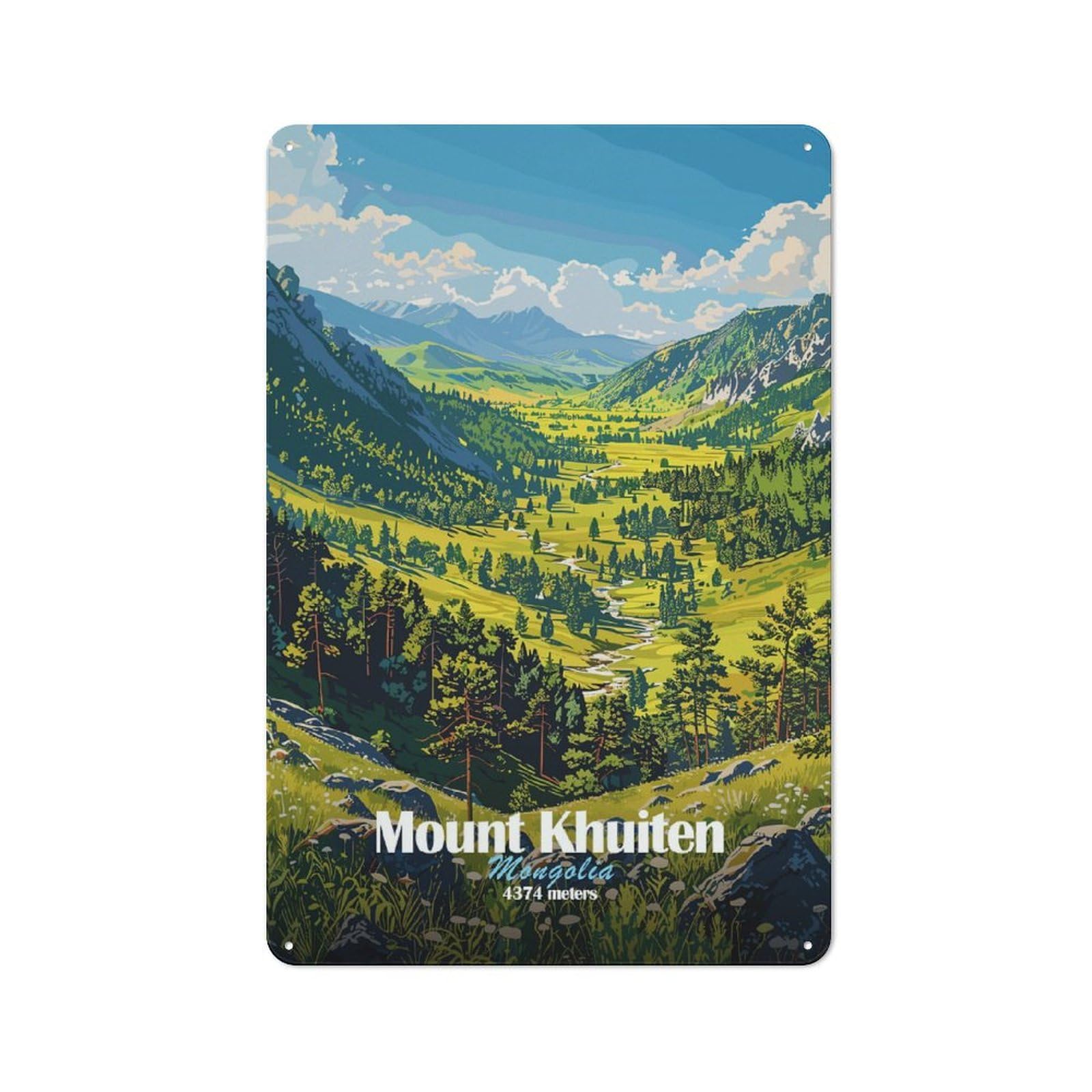 Junmoney Style Everyday Mount Khuiten, Mongolia Decorative Tin Plaque 30X20cm, Room Wall Plaque For Bedroom, Kitchen, Office Or Living Room