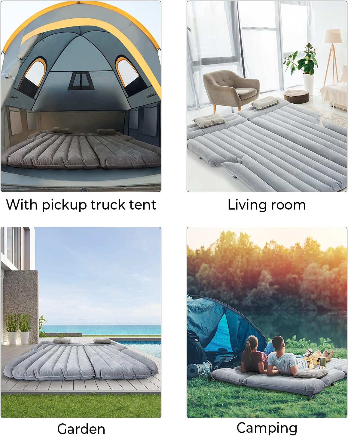 JoyTutus SUV Air Mattress, Camping Mattress, Car Bed, Car Inflatable Mattress Thick, Car Mattress Backseat, Car Sleeping Mattress, with Pillow, with Electric Air Pump, for Truck/Van/Tent, Grey : Automotive