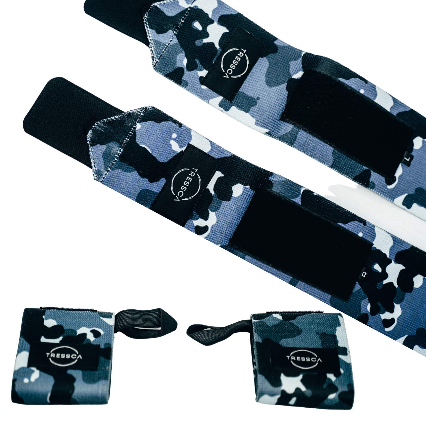 Tressca Wrist Support for Men and Women, Professional Grade with Thumb Loops - Wrist Support Braces, Weight Lifting, Crossfit, Powerlifting, Strength Training (Deep Blue Camo) (B088JW45WP) Amazon Price History, Amazon Price Tracker