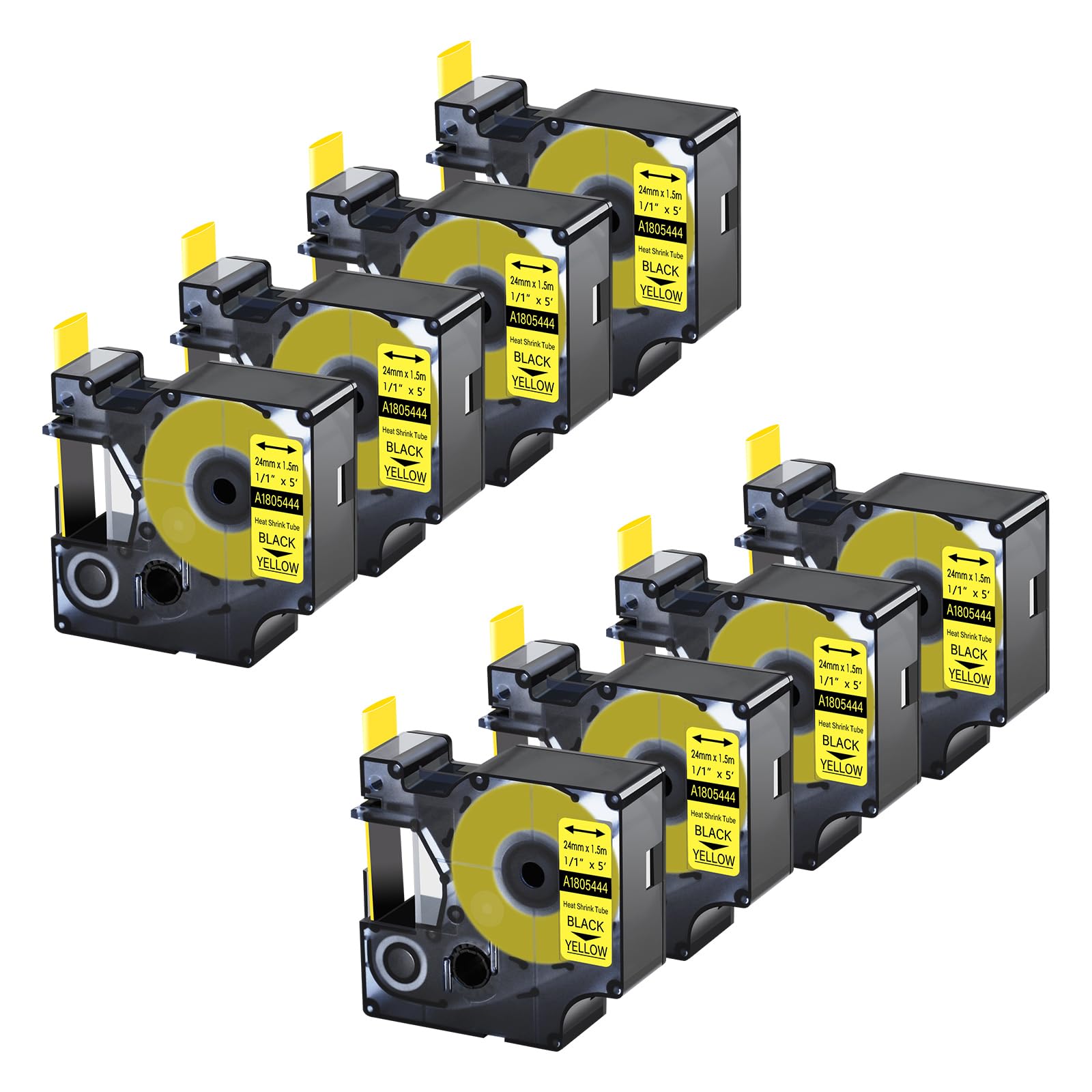 Paquete 8 Repuesto para 1805444 Negro sobre Amarillo 6mm compatible Dymo