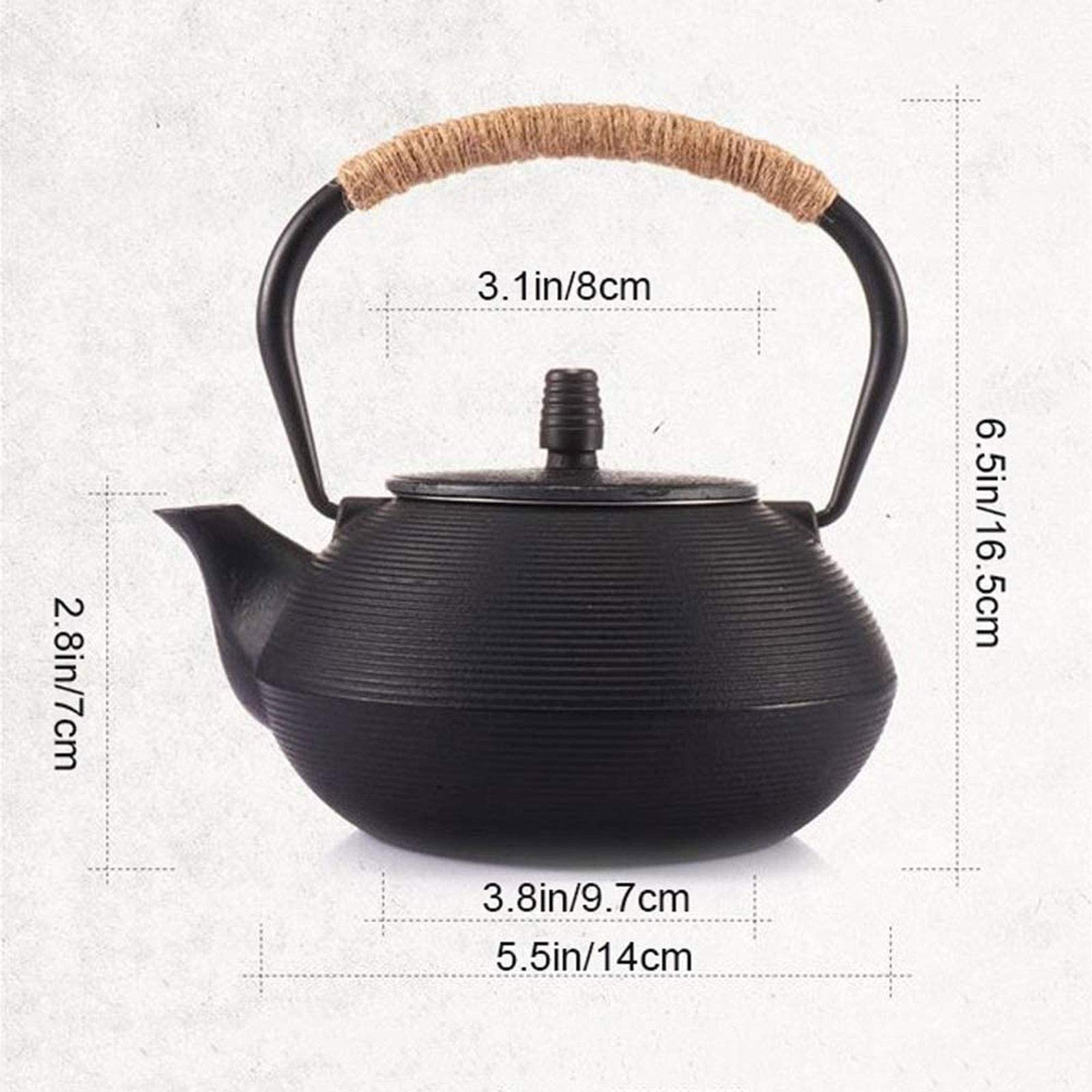900 Ml Giapponese Tetsubin tè Bollitore Teiera in Ghisa con Infusore/Filtro in Acciaio Inox, per Foglia Sciolto tè E Tabuli da tè, Nero
