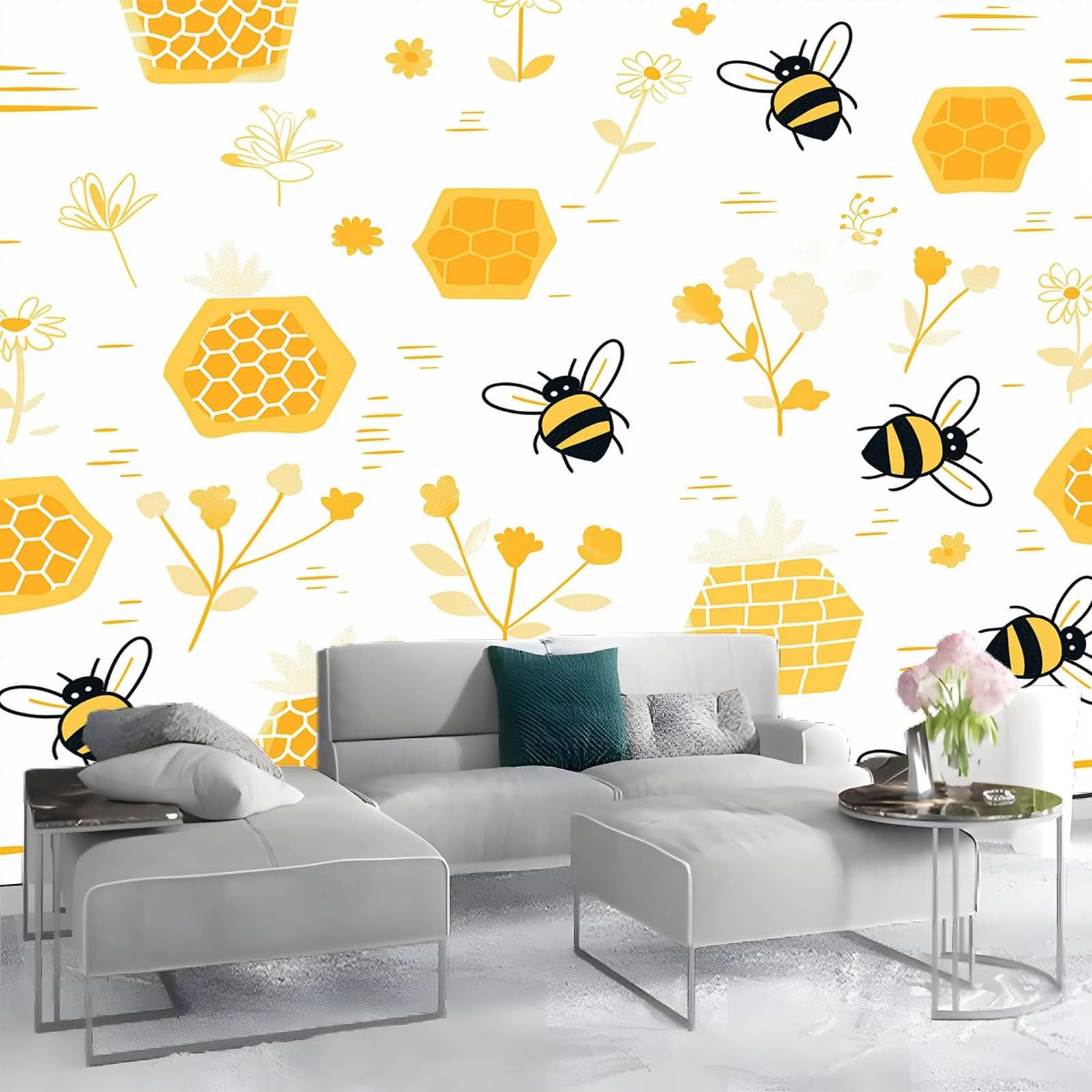 Tapeta 250 x 175 cm, tapeta ścienna, prosta tapeta o strukturze plastra miodu, tapeta na fizelinie, biała, obraz ścienny, tapeta ścienna do sypialni, salonu, pomieszczeń, nowoczesna tapeta ścienna