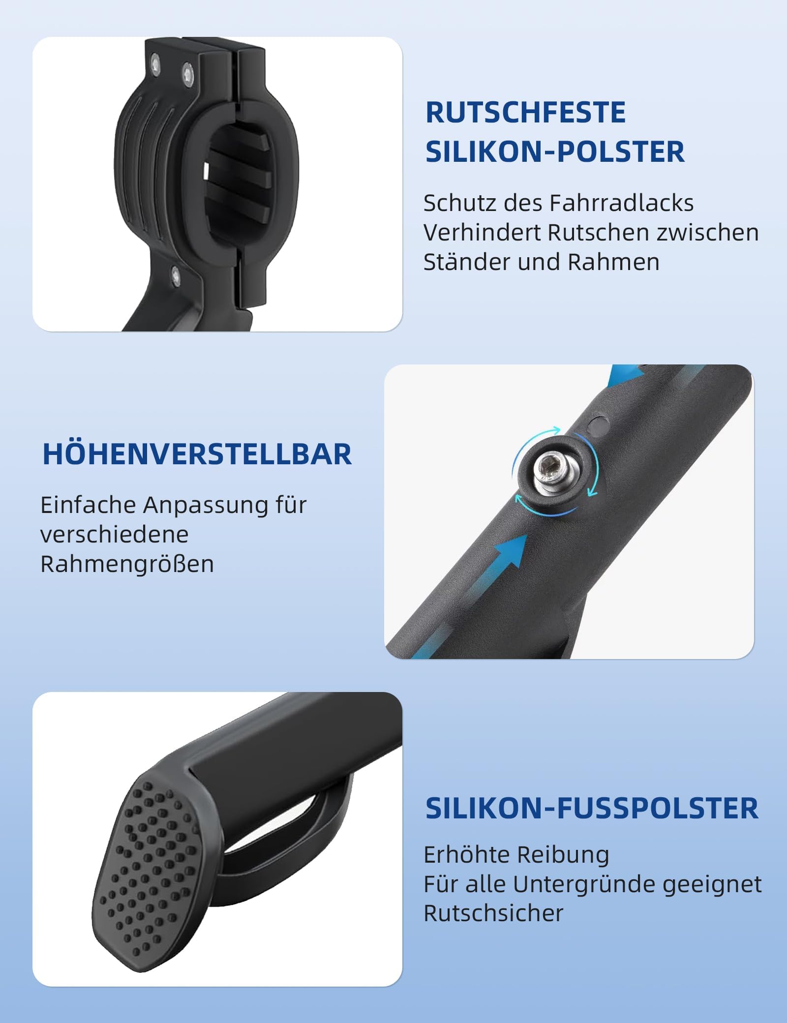 Fahrradständer 24-29 Zoll Höhenverstellbar Aluminiumlegierung mit Rutschfesten Gummifüßen - Max. 35kg für Mountainbike, E-Bike, Cityrad