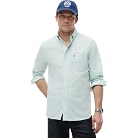 Tommy Hilfiger Uomo Camicia Light Oxford Solid Elasticizzata, Verde (Crushed Mint)