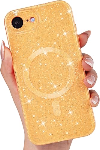 Miniatura 58 de Funda para iPhone 15 Pro con purpurina compatible con Magsafe, funda magnética Mag Safe para teléfono femenina, linda, brillante y bonita para Rosa