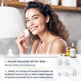 HIQILI Neroli Essential Oil 3.38 Fl Oz, Pure Natural Neroli Oil for Skin, Diffuser, Includes 10ML Travel Bottle - 100ML