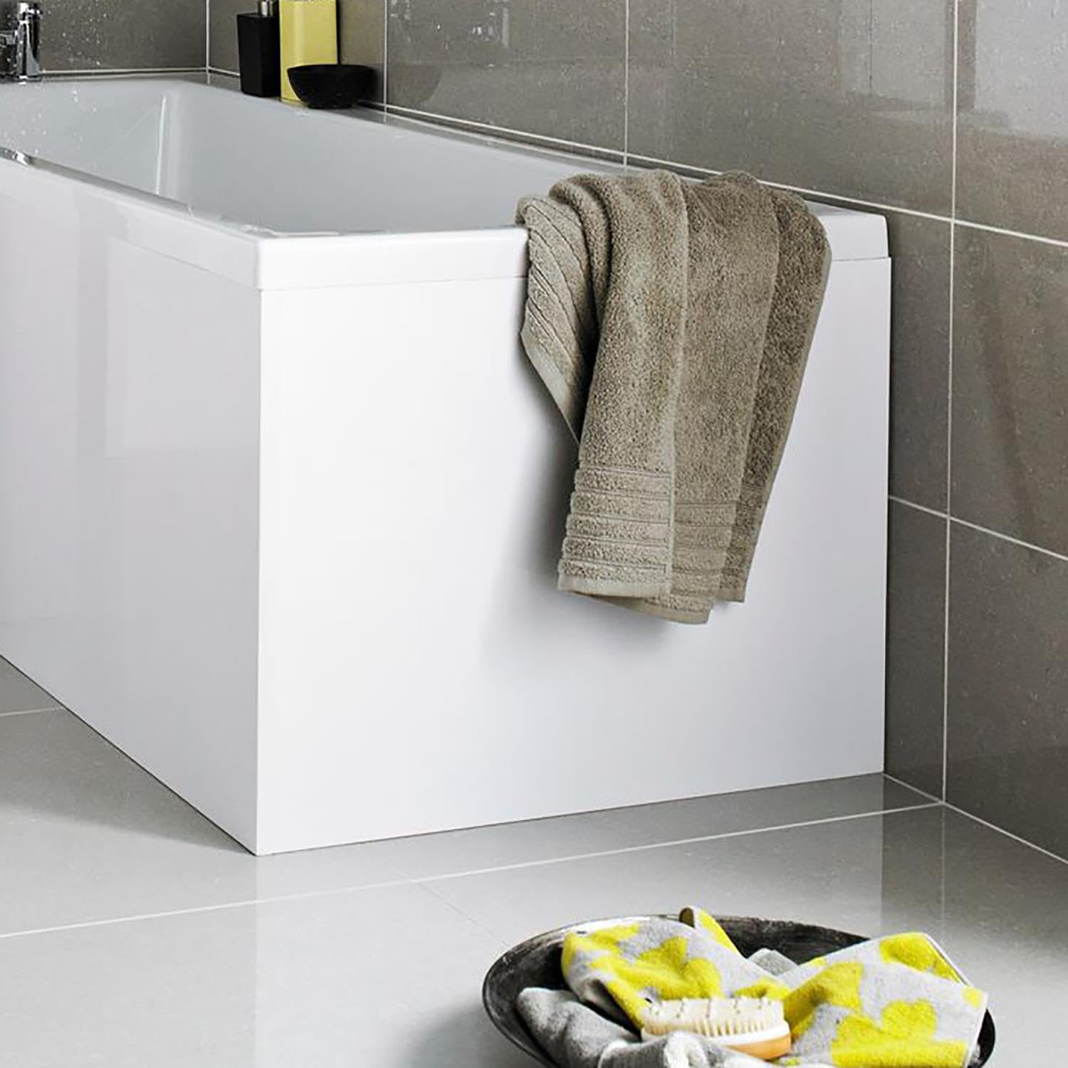 Affine White Affine® 680Mm End Shower Bath Panel 18Mm Mdf, Modern Wooden Panels For Bathroom L Shaped Baths Soaking Tubs, Easy To Cut, Gloss