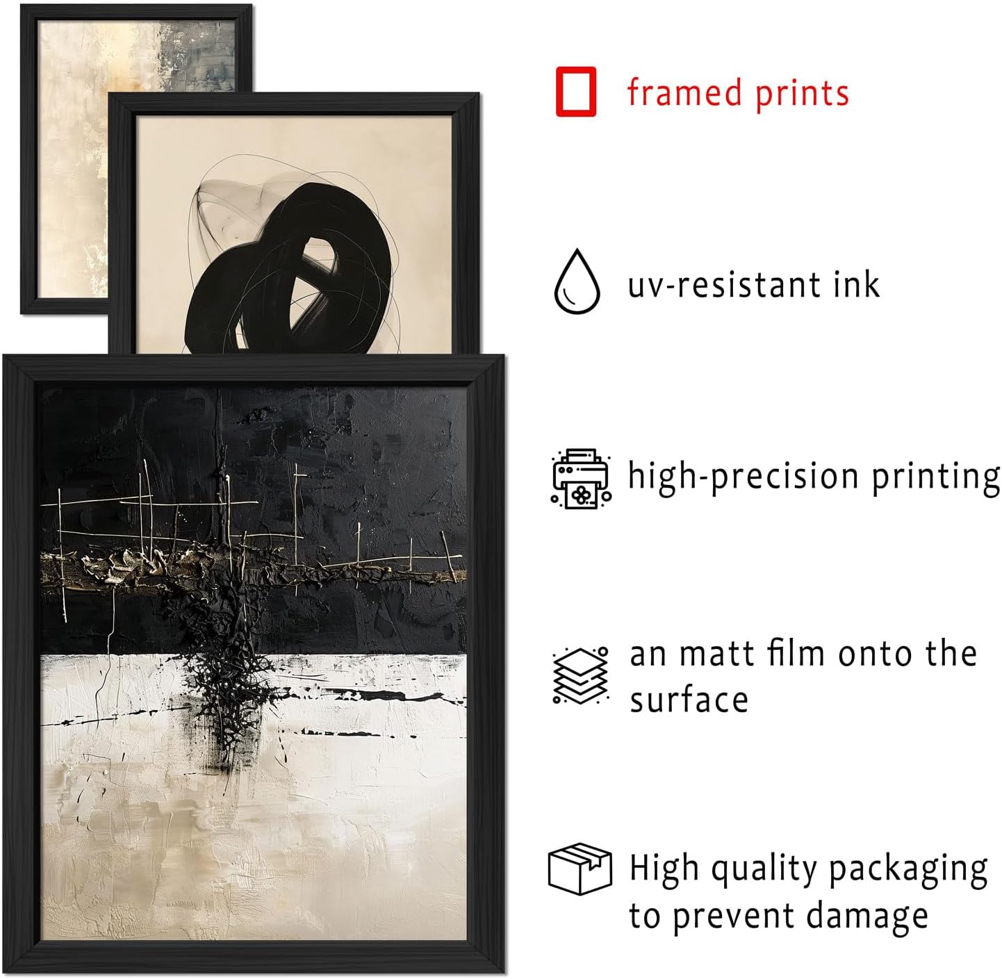 ANERZA 16 PCS Framed Black and White Abstract Wall Art Decor, Minimalist Wall Prints for Bedroom, Gallery Wall Frame Set, Posters for Living Room Aesthetic, Collage Kit, Dorm Artwork image 3