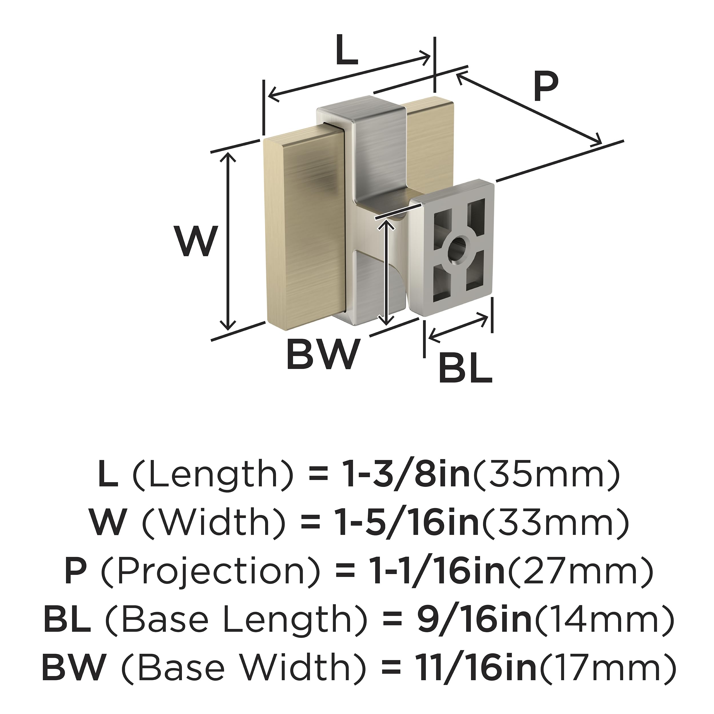 Amerock Overton 1-3/8 inch (35mm) Length Golden Champagne/Satin Nickel Cabinet Knob, BP36680BBZG10 - Image 4