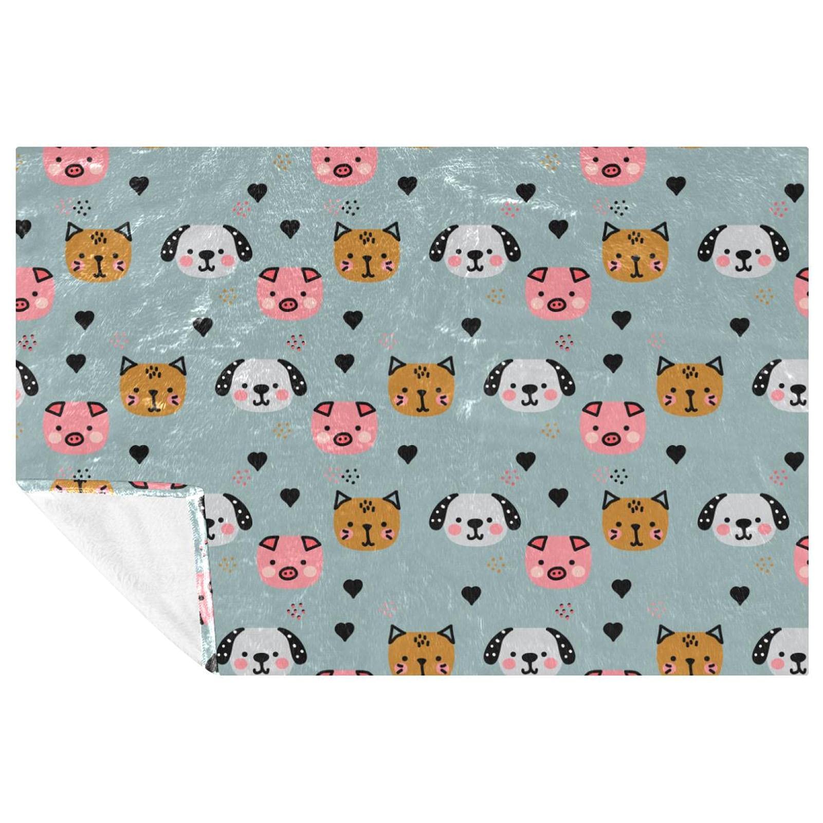 Couverture douce et chaude à motif animal 150x100 cm pour lit et canapé