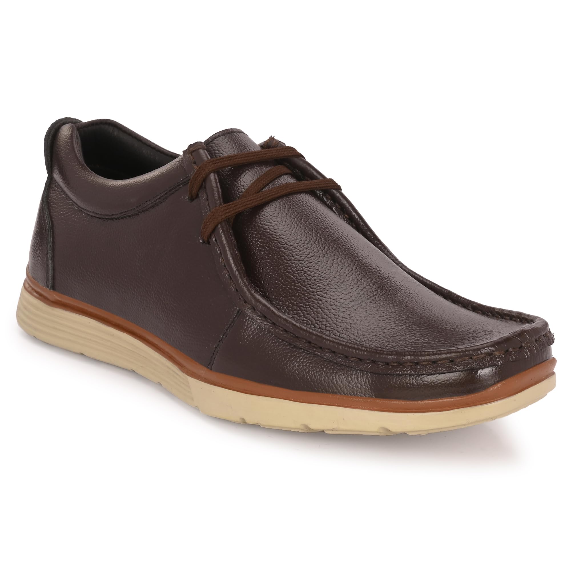 INDIANTRENDSExtra Super Quality 100% Pure Soft Leather Comfortable Formal Shoes for Men (T-1102-K2-BROWN-6)