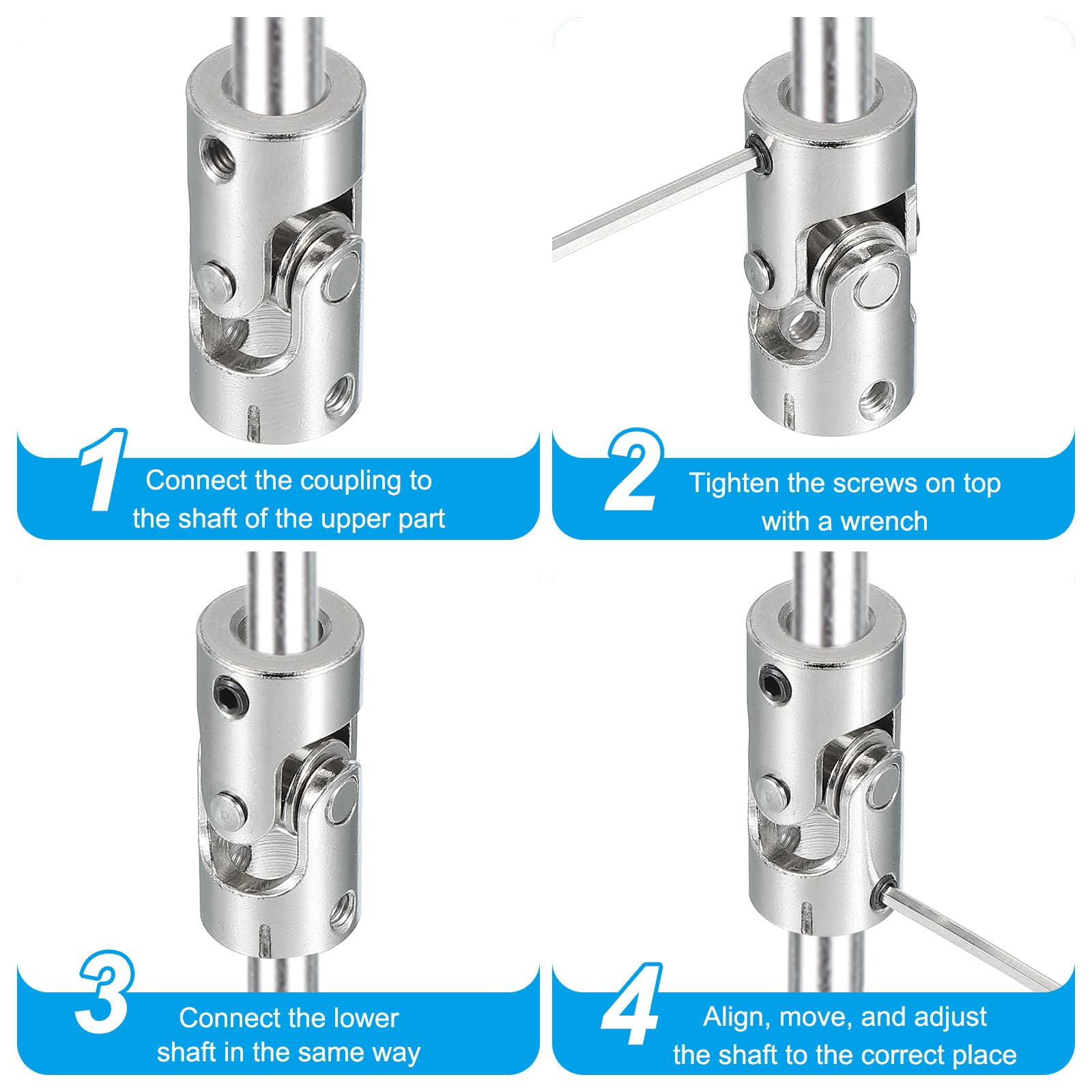 PATIKIL Acoplador de Junta Universal 5mm a 8mm Diámetro Interno, 2 Piezas para Motores y Robots