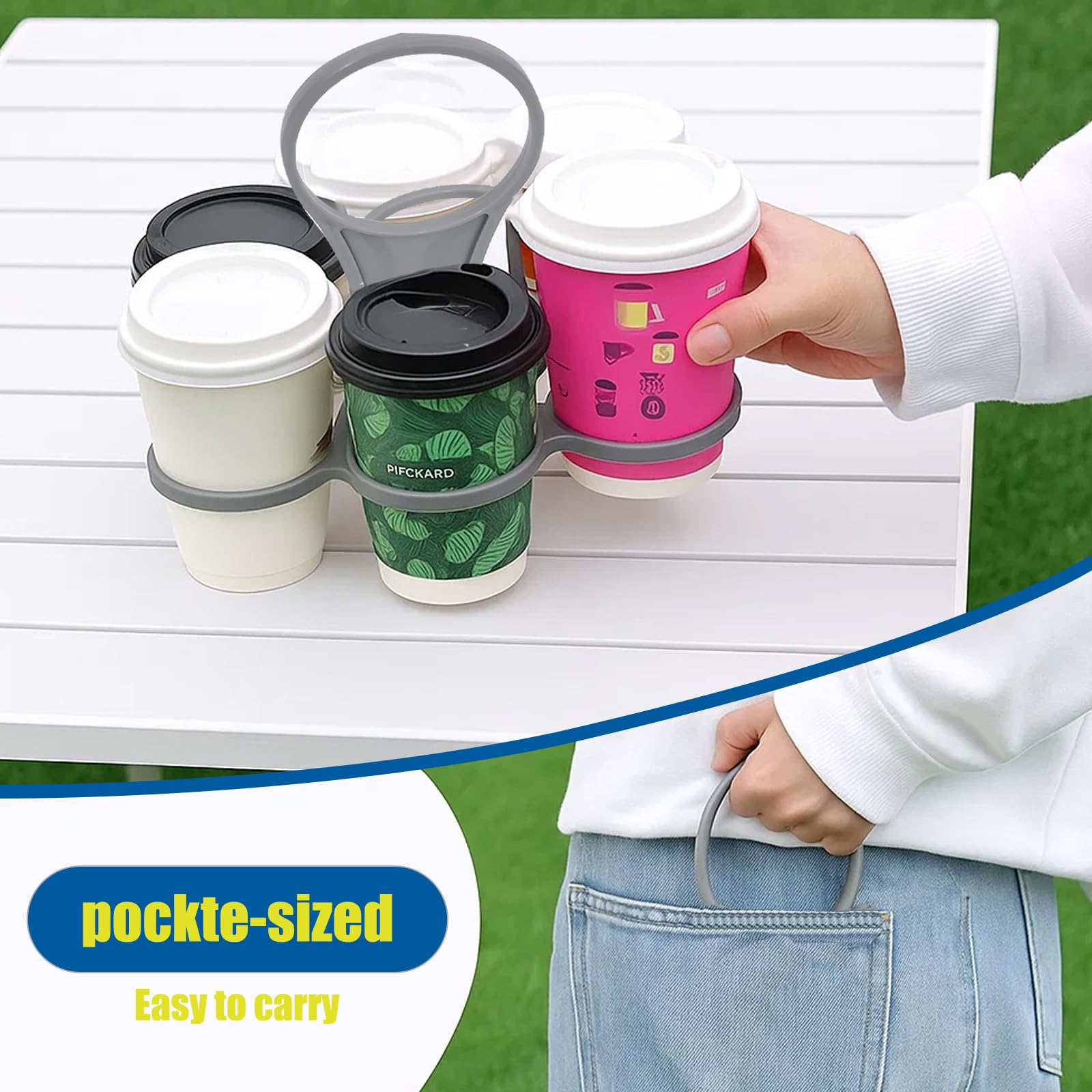 2 Stück Festival Becherhalter, Getränkehalter für 6 Becher getränketräger, Robust und Wiederverwendbar für Outdoor-Aktivitäten und Familienfeiern, 14.5 cm x 7 cm x 4 cm
