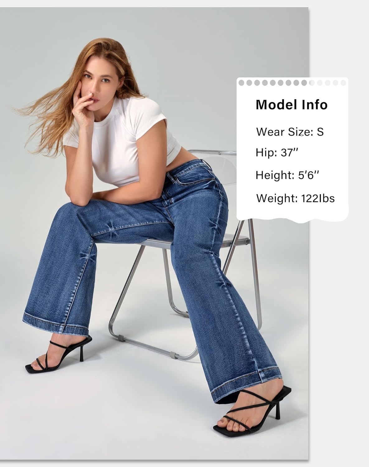 roswear Women's Wide Leg Jeans High Waisted Stretchy Denim Trouser Pants - Image 5