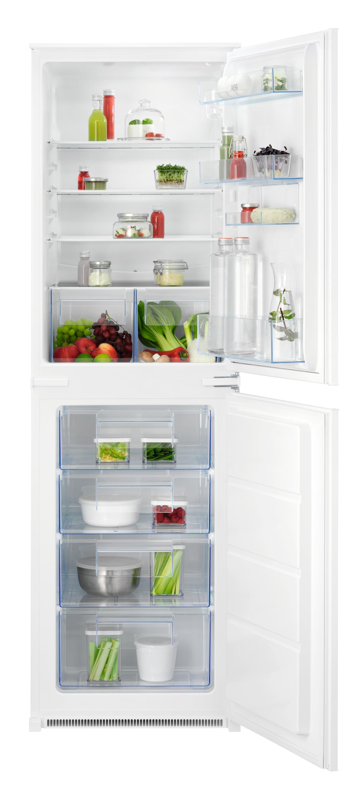 AEG 5000 Series Integrated Fridge Freezer, ColdSense, OSC5S185ES, 177.2 cm, Capacity 161L/106L, Low Frost Technology, Auto Defrost, TouchControl, Built In, LED Light, 1780x560x550mm, Class E, White