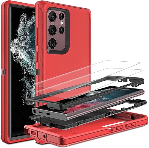 Funda para Samsung Galaxy S22 Ultra con protector de pantalla de TPU flexible autorreparable 2 unidades, 3 en 1, carcasa de cuerpo completo a prueba