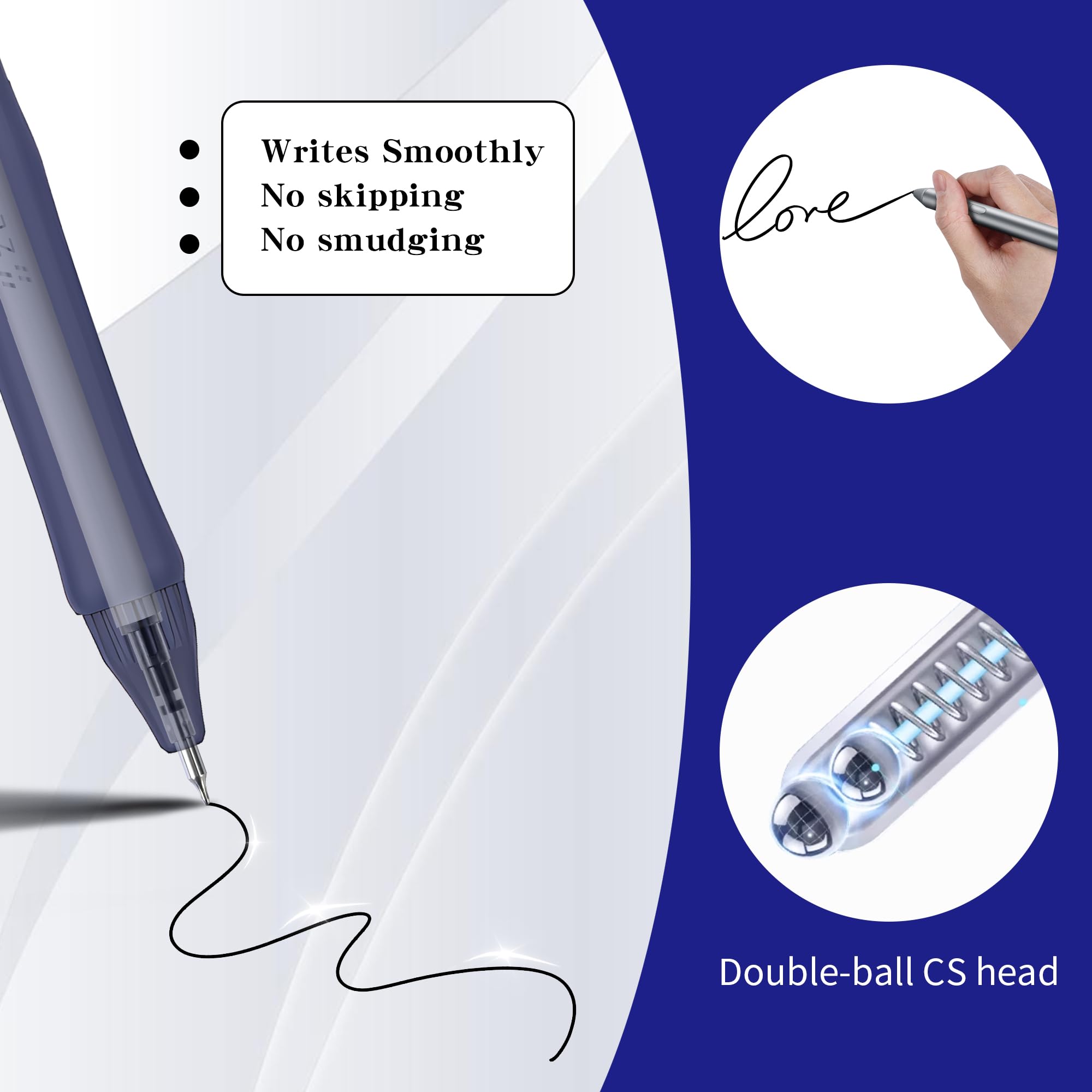 Recambio de bolígrafo de gel, secado rápido para bolígrafo de tinta de gel retráctil (punta fina de 0,5 mm, cartucho de tinta negra, paquete de 10)