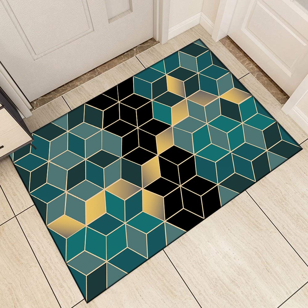 Rutschfester Läufer Teppich für Flur und Wohnzimmer, modernes geometrisches Diamant-Gitter-Design, vielseitiger Teppich für Heimdekoration