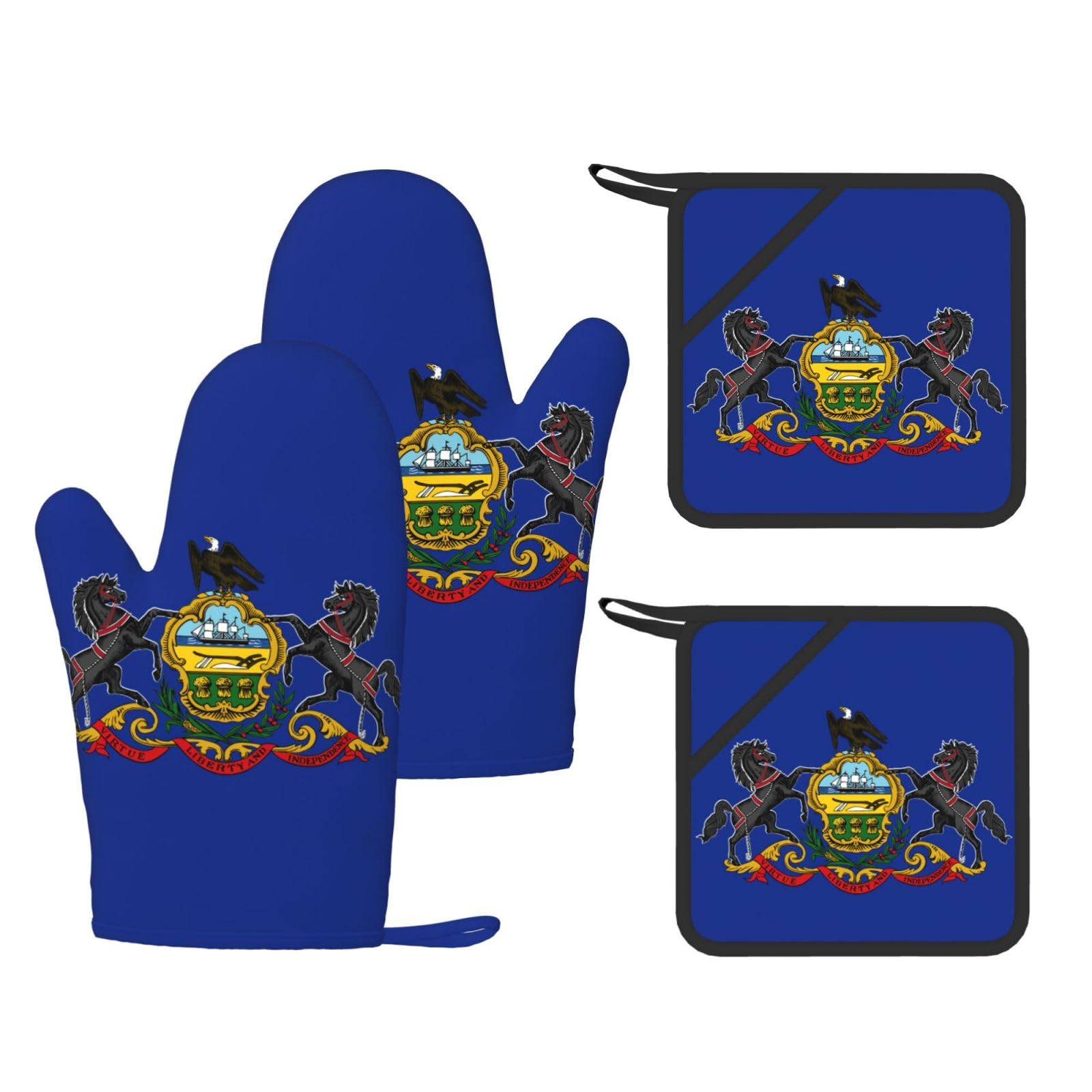 Gants de cuisine en silicone Pennsylvanie - Lot de 4 maniques pour le barbecue et le four