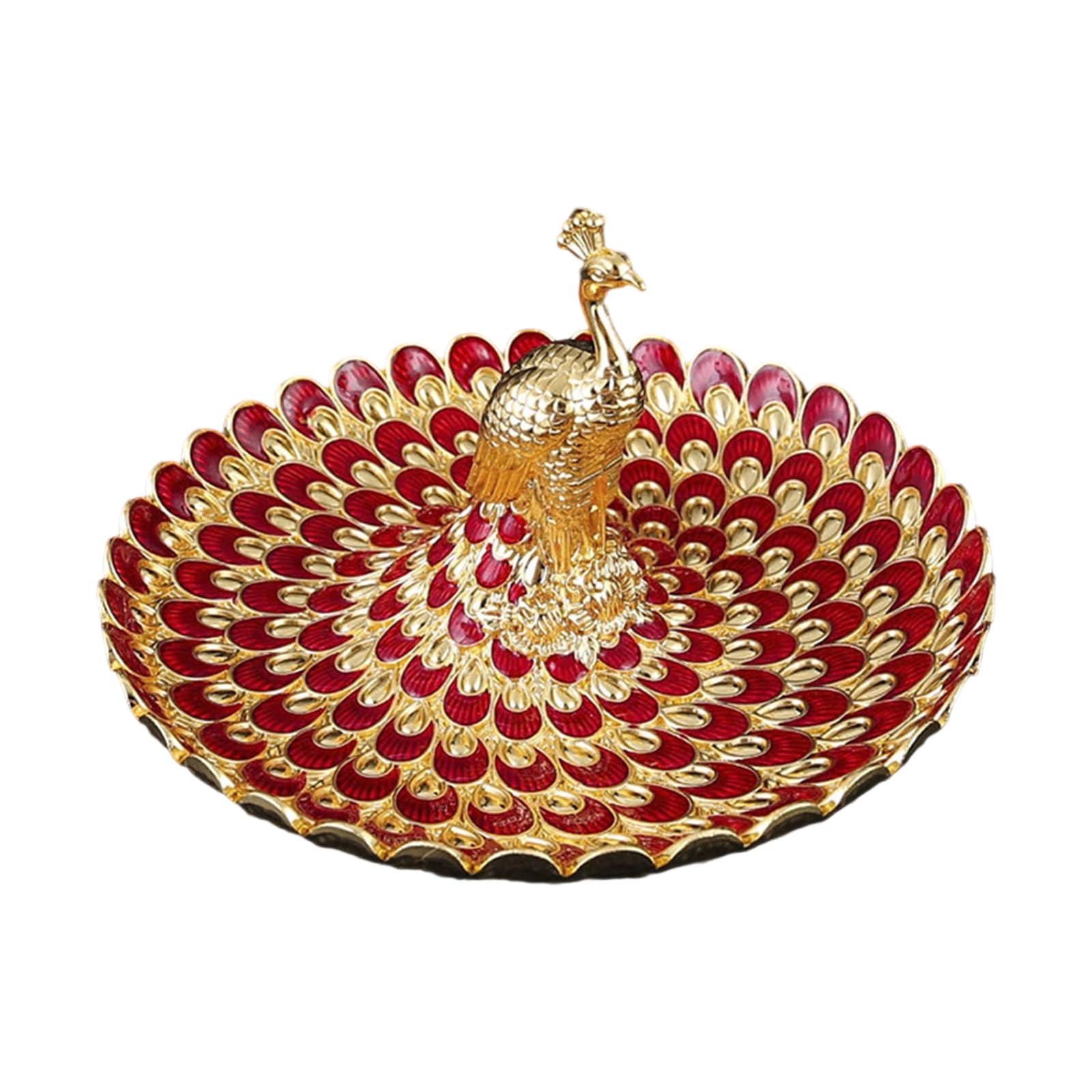 20cm Embossed Peacocks Snacks Tray Durability Metallic Finish Decorative Serving Platter for Multiple Treats Fruit Tray