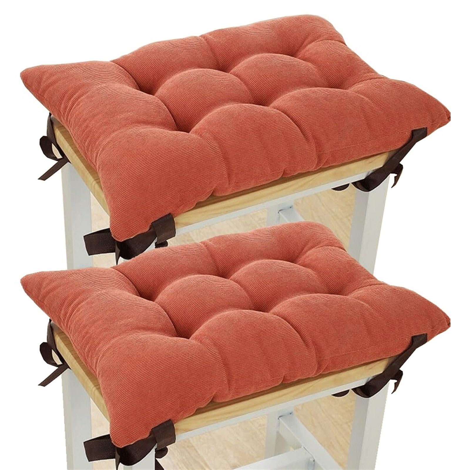 Uyeoco S13 Set Of 2 Soft Corduroy Seat Pad With Ties For Stool, 35X24cm Rectangle Stools Cushions Thick Cotton Padded Seat Cushions For Home Outdoor Garden Classroom(S13)