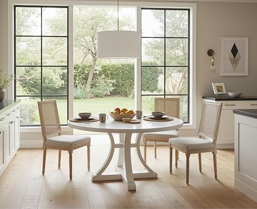 Miniatura 6 de CIMOTA Juego de 2 sillas de comedor estilo granja, sillas de comedor de ratán francés con respaldo rectangularsillas laterales vintage tapizadas de