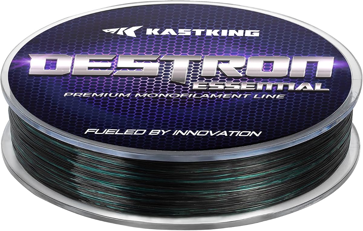 Línea de pesca de monofilamento KastKing Destron Essential, mono de alta resistencia | Revestimiento de polímero avanzado, resistente a la abrasión, baja memoria y elasticidad, súper suave, pesca en agua dulce y salada, varios colores