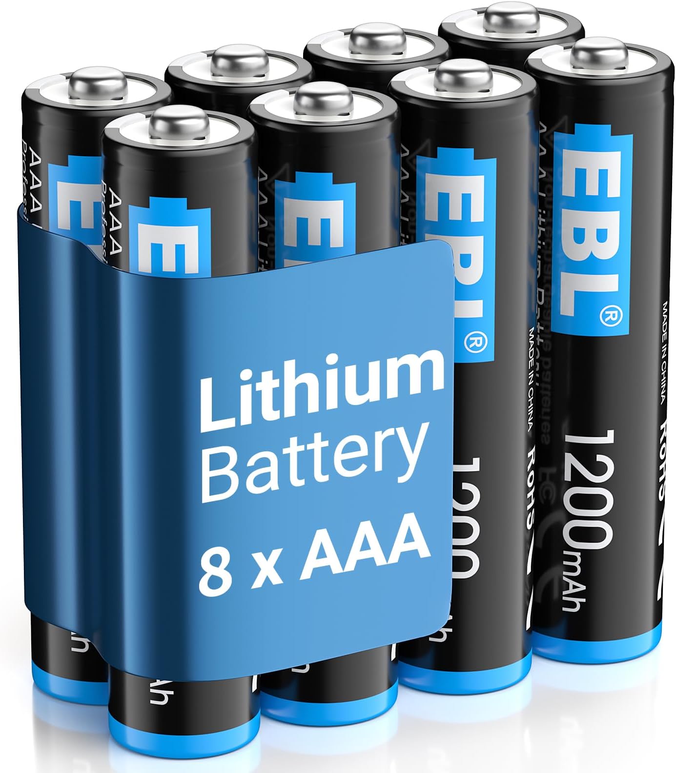 EBL 8 Pack 1200mAh 1.5V Lithium AAA Batteries - High Performance Constant Volt for Remote Control, Toys, Digital Cameras (Non-Rechargeable)