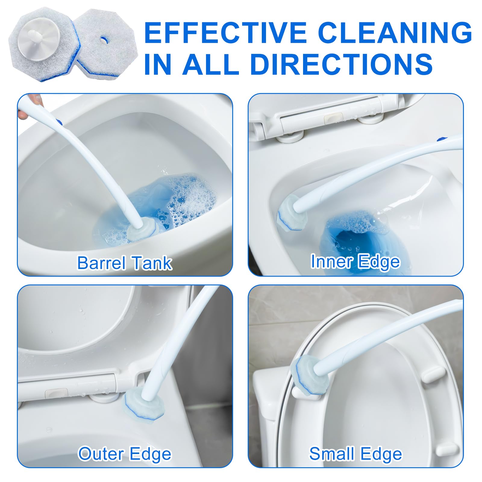 Juego de escobilla de inodoro desechable y soporte, con 30 cabezales de cepillo para Clorox. | Compatible con el sistema de limpieza de inodoro Clorox, fibra mejorada