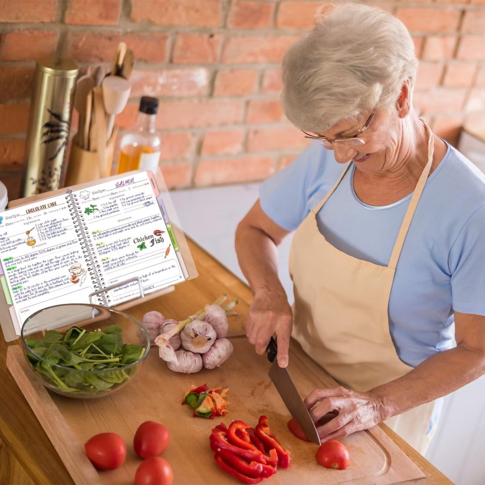 Libro di ricette vuoto per scrivere le tue ricette, 21,6 x 27,9 cm, copertina rigida rimovibile, raccoglitore per ricette di famiglia con divisori, libro di ricette personale personalizzato, contiene