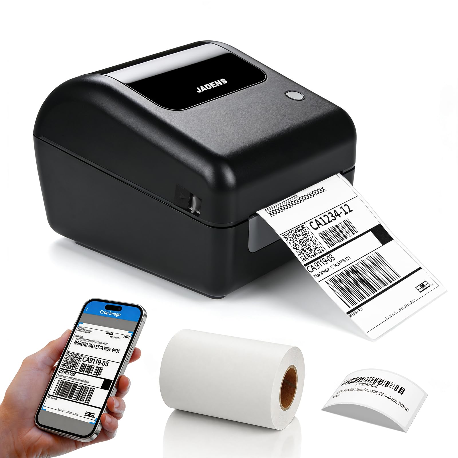 Stampante termica Bluetooth per etichette con cestino per etichette integrato, stampante wireless 4x6 per iPhone, Android, Windows e Mac, include 50 etichette, funziona con USPS, UPS, Amazon, Etsy