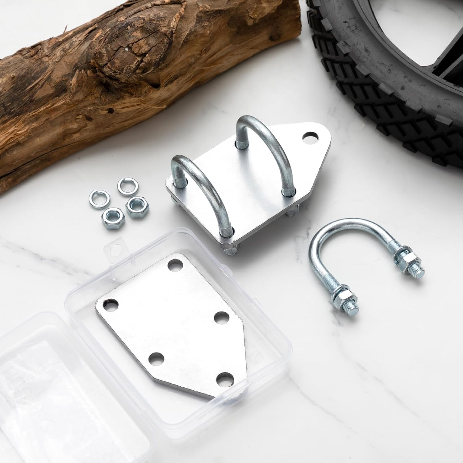 2 Pack Steering Stabilizer Bracket Universal Flat Steering Damper Relocation Kit for 1.5" Straight Tie Rod Tube Mount