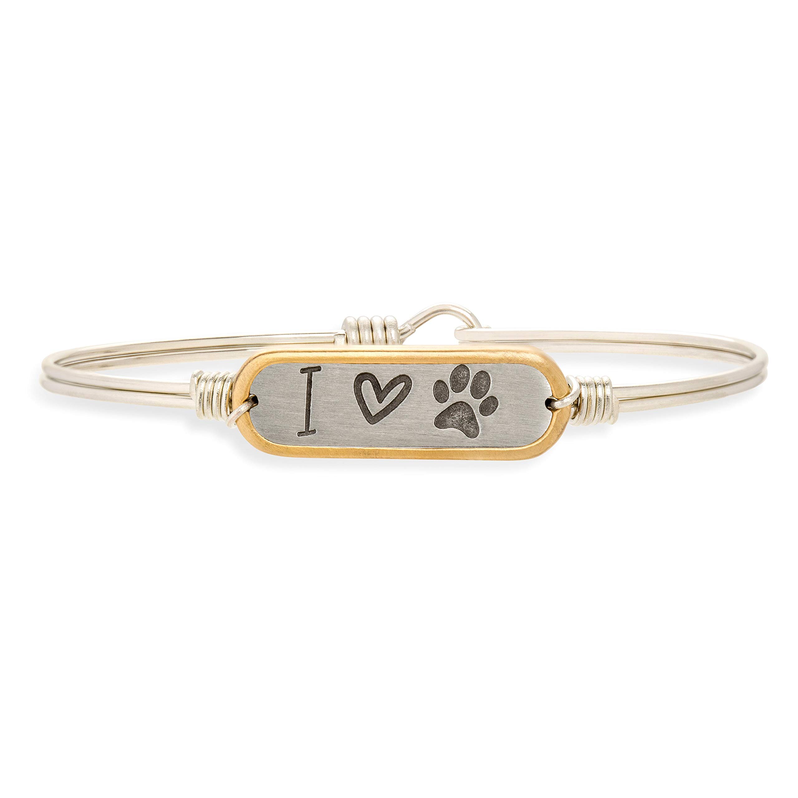 Luca + Danni | I Love Paw Print Bangle Bracelet For Women Made in USA