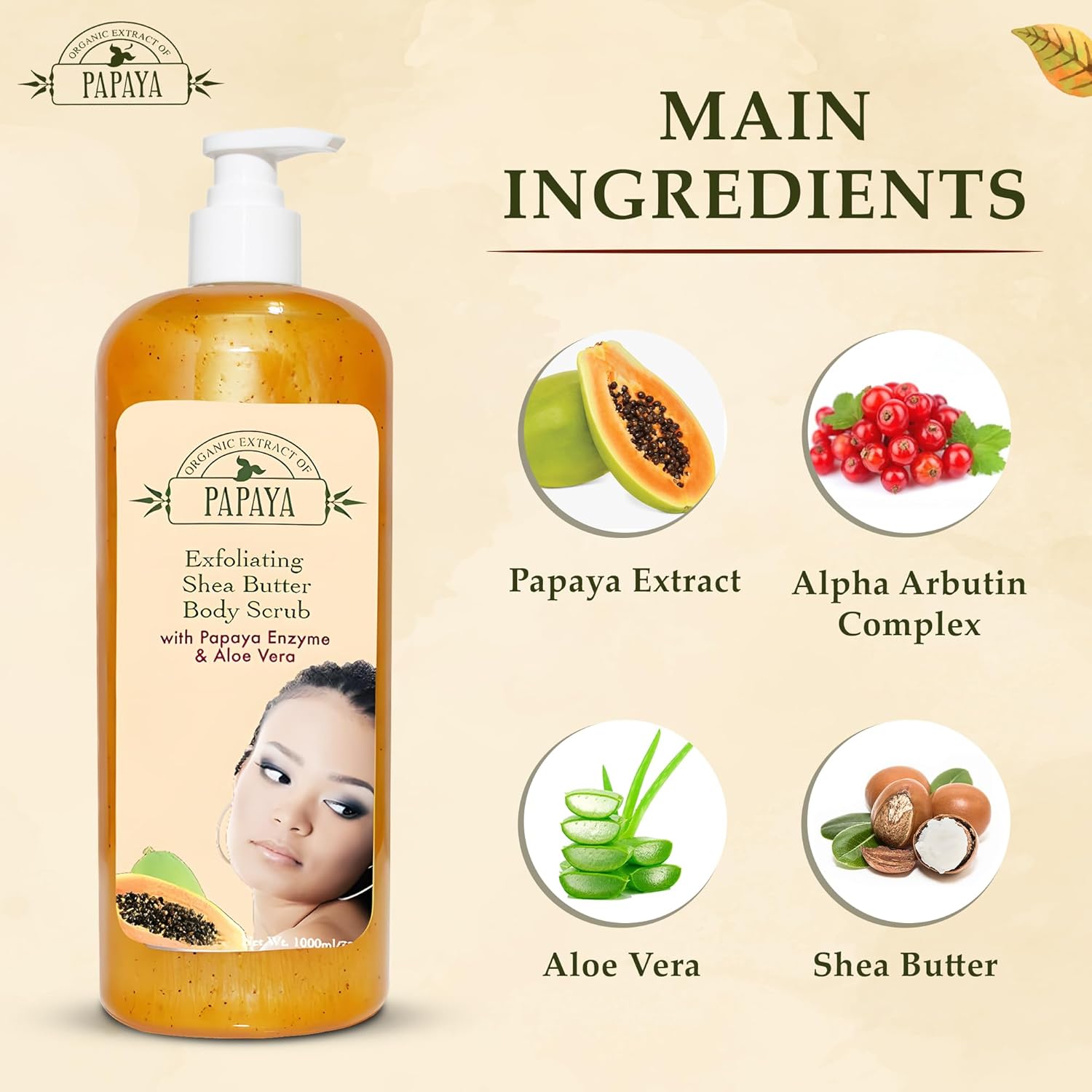 OMIC Organic Extract Of Papaya Exfoliating Body Wash, 33.8 Fl oz 1000ml, with Papaya Oil and Shea Butter - Image 2